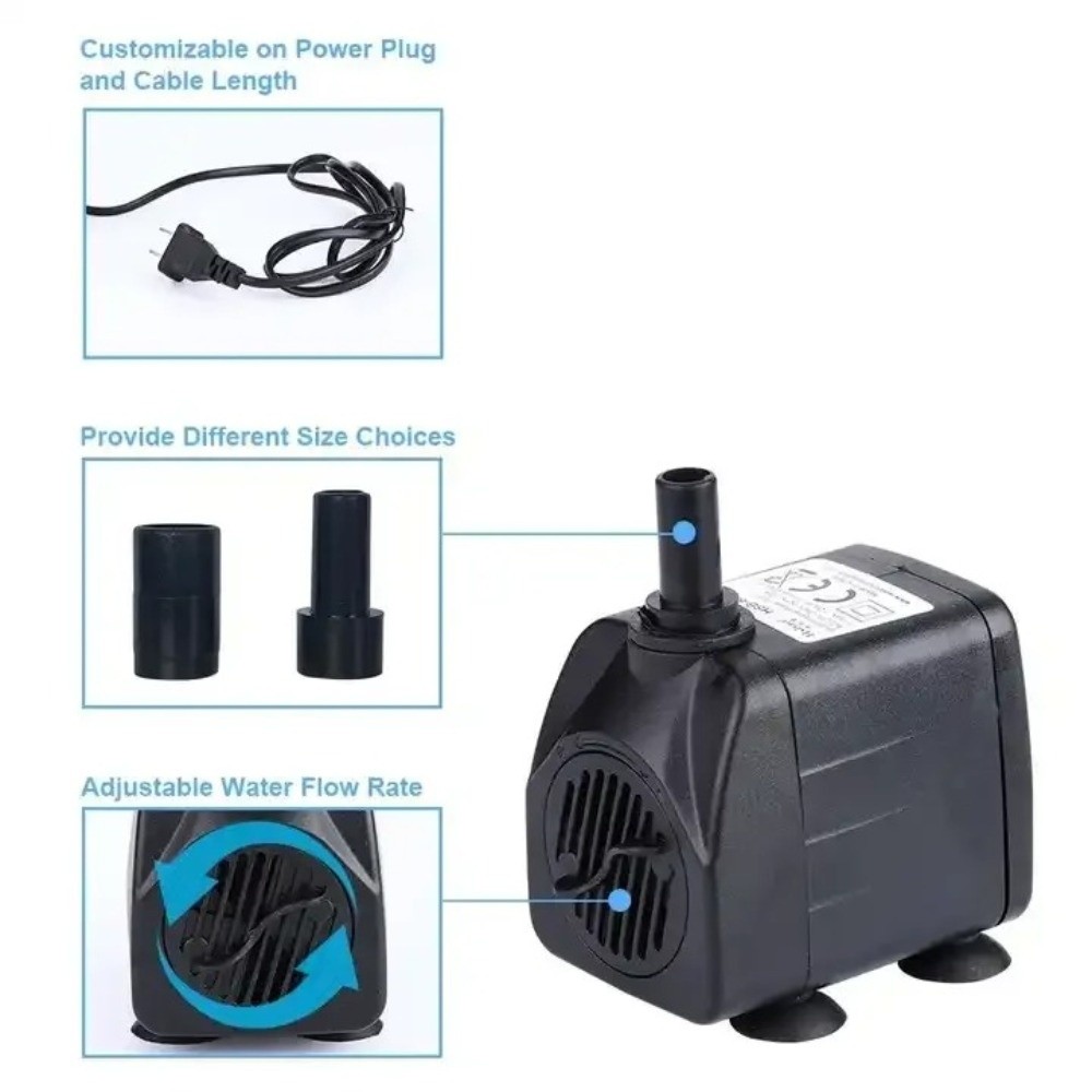 Aquarium Fish Care - Black Submersible Water Pump Submersible Ultra-Quiet